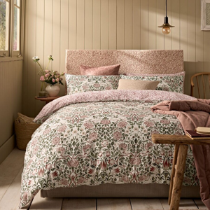 William Morris At Home Rose Brick Pink Sage Duvet Cover Set